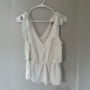Naked Zebra Cream Buttoned Tank Top